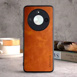 Luxury Vintage Leather Phone Case - Elegant Protective Cover for Honor X8B (Orange)