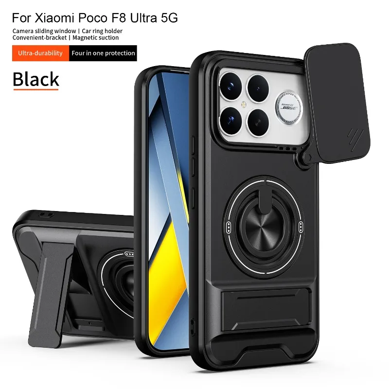 Shockproof Armor Protective Case with Magnetic Ring Holder and Magsafe Compatibility