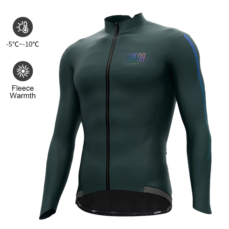 thumbnail image 1 of LAMEDA Maillot de ciclismo para hombre Ropa de ciclismo de invierno Cortavientos Manga larga MTB Ropa reflectante para bicicleta MTB Ropa térmica polar para mantenerse abrigado, 1 of 5