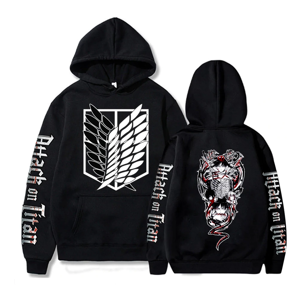 

Attack On Titan Print Hoodie Sweatshirts Levi Mikasa Ackerman Eren Jger Friend Loog Sleeve Unisex Clothes