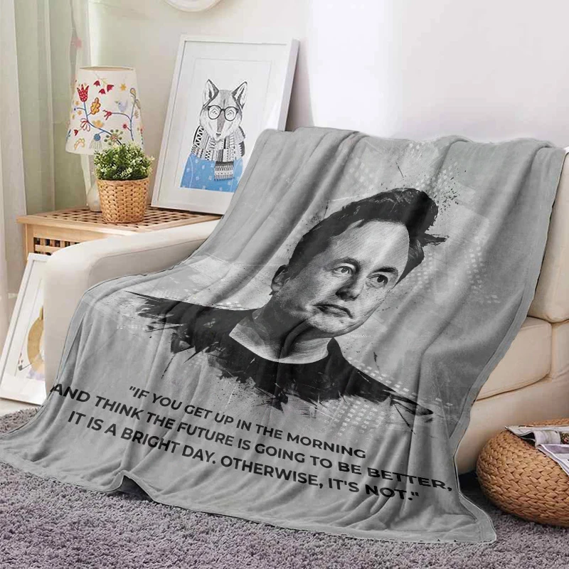 130x150cm Elon Musk American Flag Engineer Blanket Fashionable Printed Roundt Throw Blanket Bed Blanket Anti-Static Fuzzy Soft 2
