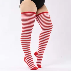 Cozy Striped Over - the - Knee Thigh - High Boot Socks - 3XL (Red - white stripes)