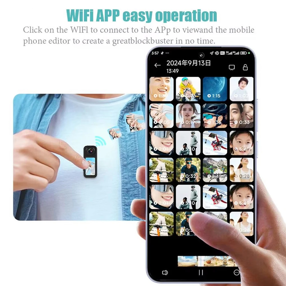 2.7K Mini Wifi Action Camera Dash Action Moto Professional Cam 1080P Small Motorcycle Cycling Video Bodycams 180° Twist Lens Cam 4