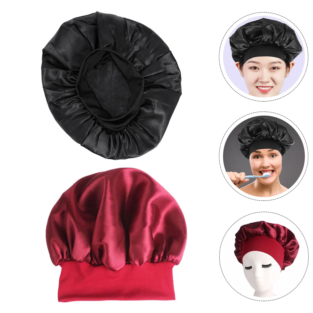 

2 Pcs Night Cap Hair Protection Supple Women Hat Home Sleeping Hats Care Bonnet Household Polyester Chemo for Miss