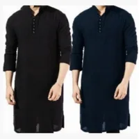 Fashion Simple Arabian Style Mens Long Shirt Muslim Robe