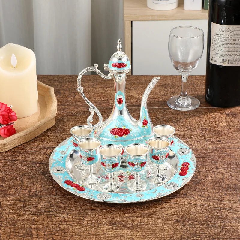 European-style Metal Barware Small Rose Pattern Creative Liquor Set