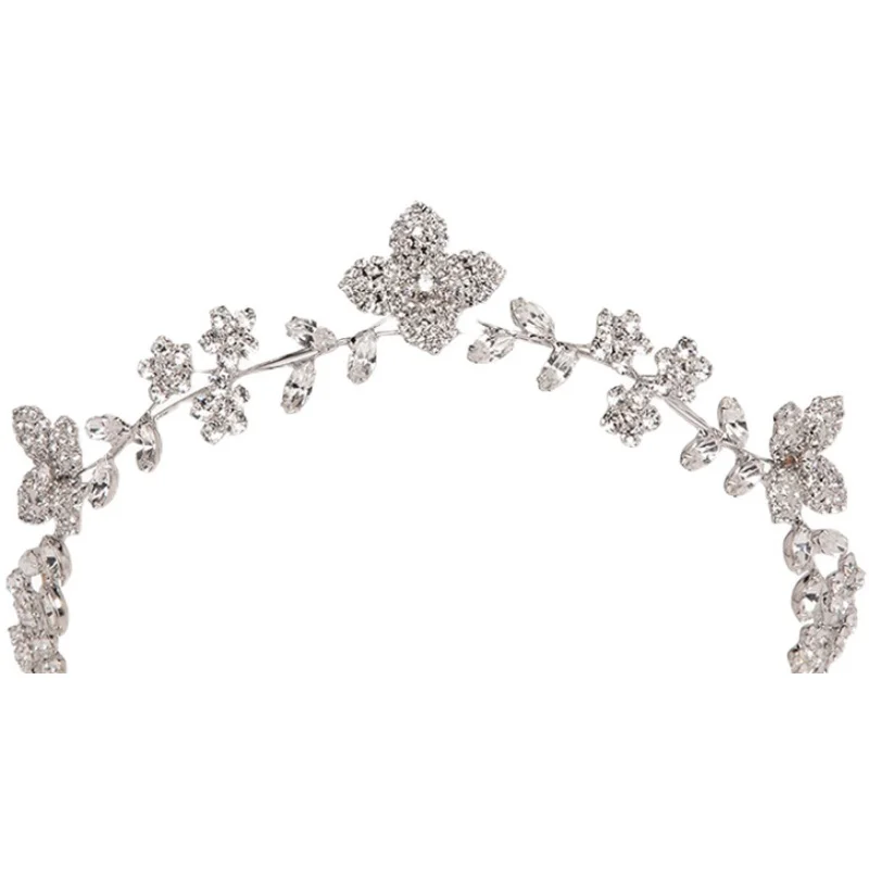 

Великолепная корона, повязка на голову для невесты, серебряный цвет, головной убор с листьями, женский цветочный ободок для волос, женские свадебные аксессуары