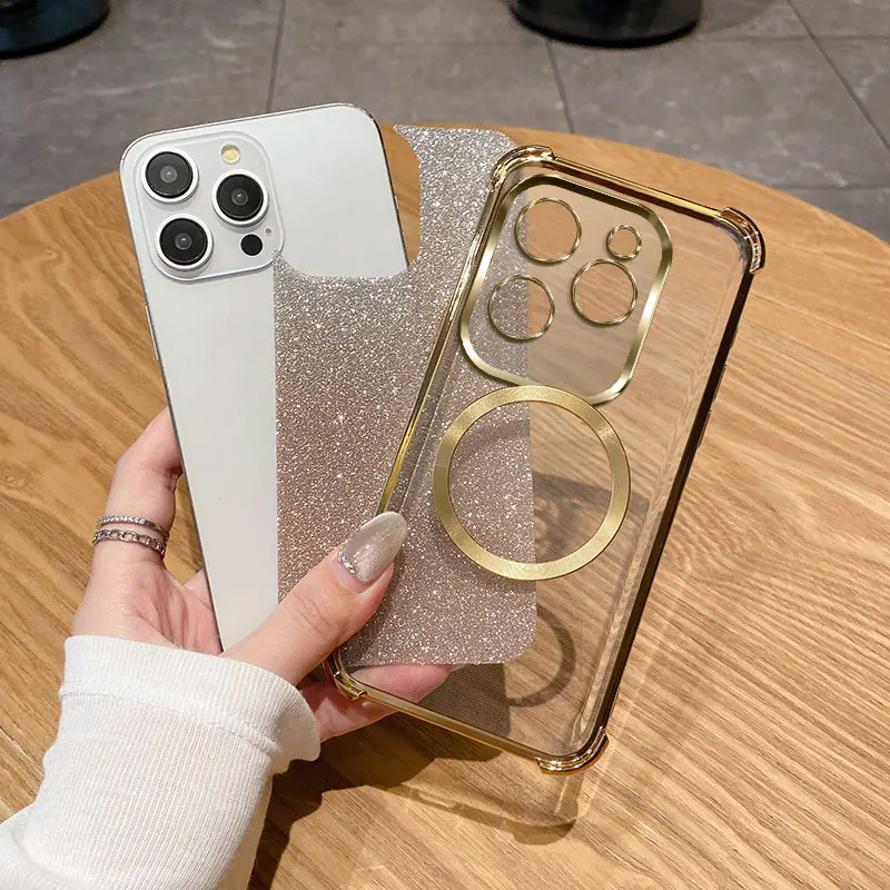 Magnetic Shockproof Phone Case For Infinix Clear Plating Cover_voghion.com