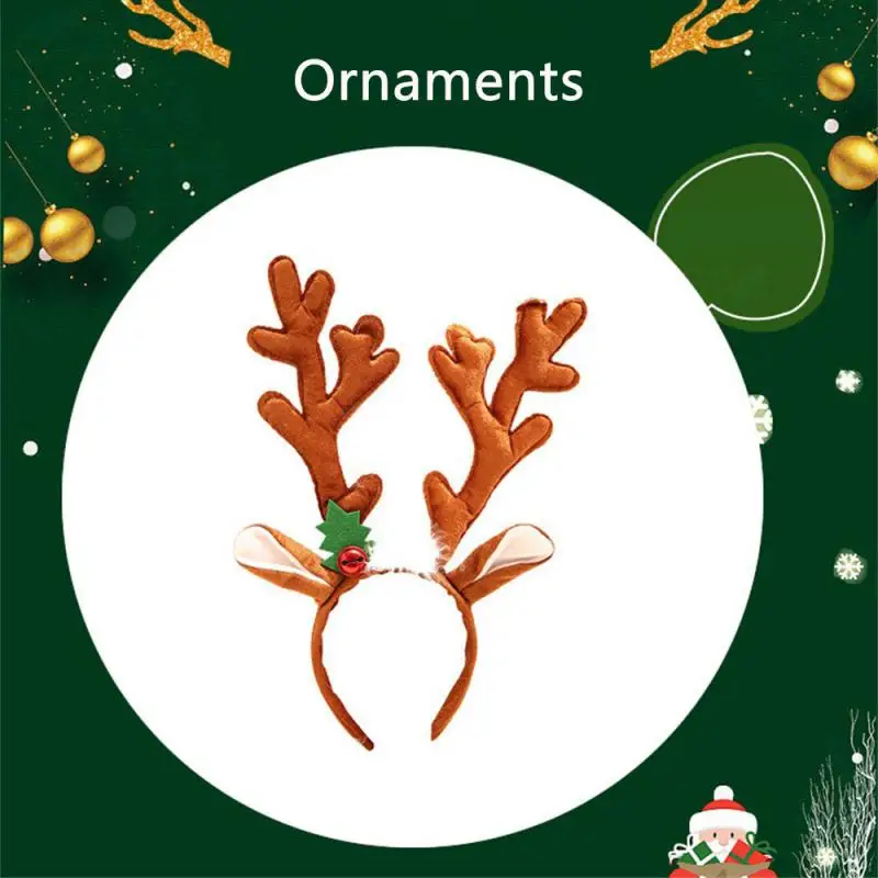 Christmas Reindeer Antlers Headband Elk Antlers Ears Head Hoop With Red Bell Christmas Party Hair Accessories Navidad