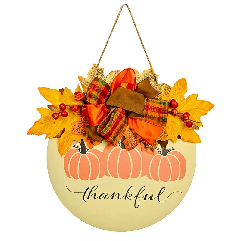 

1 Piece Thanksgiving Decoration Pumpkin Doorplate Door Hanging As Shown 30Cm Harvest Festival Home Wall Wreath Decoration