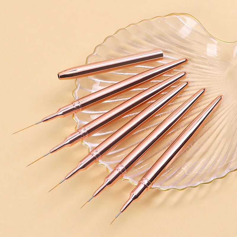 7/9/11/15/20mm Rose gold Nail Liner Brush French Stripe Painting Tools Nail Drawing Pen 3