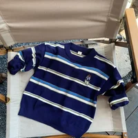 Children's Sweater 2024 Cool Spring  Korean Version Casual Cartoon Baby Top with Western Embroidered Stripes Knitted Pullover 5