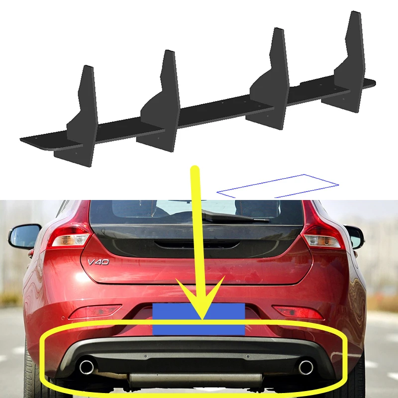 For Volvo V40 20132016 Year Rear Diffuser Bumper Lips Spoiler Splitter