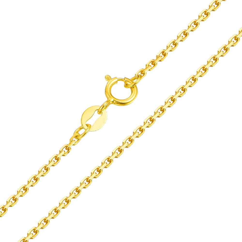 

New Real 18K Yellow Gold 1.7mmW Cable Rolo Chain Link Necklace 40-45cm