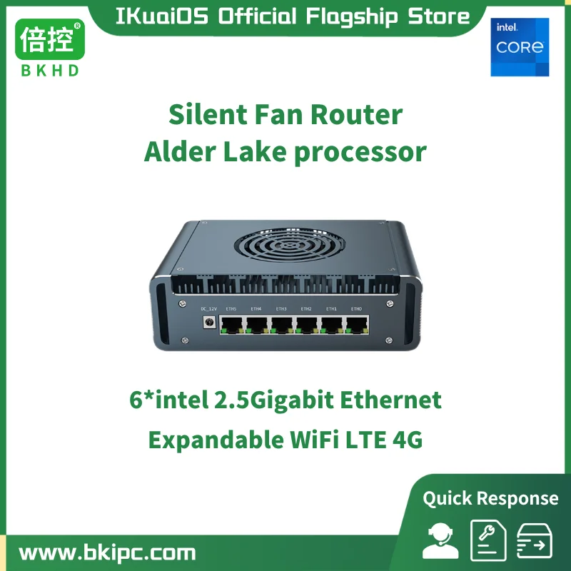 

IKuaiOS 12th Gen Core Alder Lake 6x2.5 Gigabit Ethernet Router Household Commercial Firewall Pfsense MikrotikOS VyOS G31F 6L