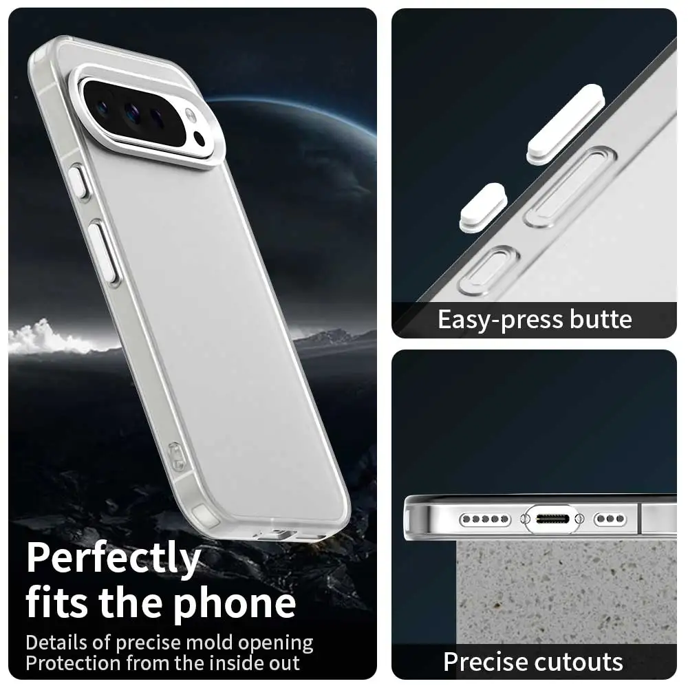 Matte Clear Anti-Shock Phone Case with Independent Buttons