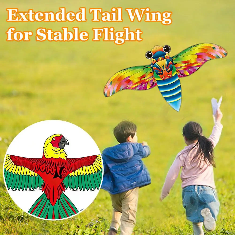 Vibrant Cartoon Butterfly & Eagle Kite for Kids - Easy-Fly Outdoor Summer Toy with 164ft String & Handle