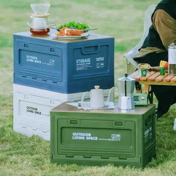 휴대용 캠핑 보관함, 대용량 접이식 피크닉 트렁크, 야외 여행 벤치, 다기능 자동차 트렁크 정리함