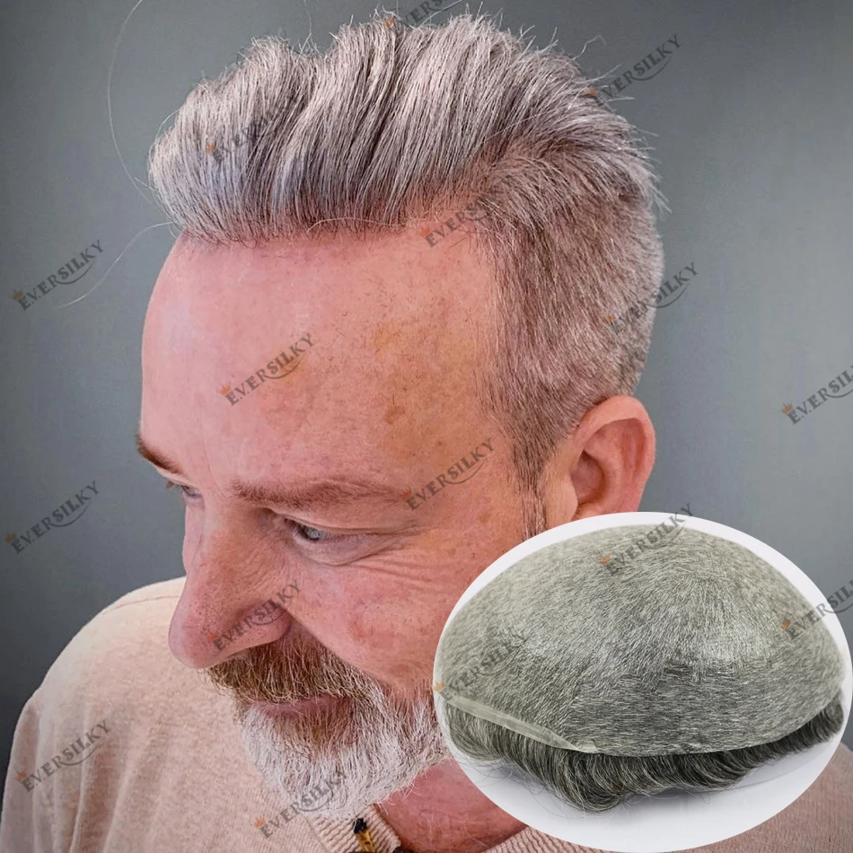 #1B65 #1B80 Wavy Human Hair Toupees for Men 100% Natural Hairline Remy Indian Hair Replacement Capillary Prosthesis Vloop human hair toupee