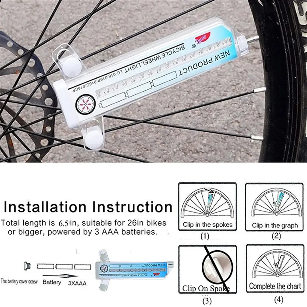 Bike Wheel Light Waterproof Bicycle Spoke Light Safety Tire Lights 32 Different Patterns Change Without Battery Bike Accessories
