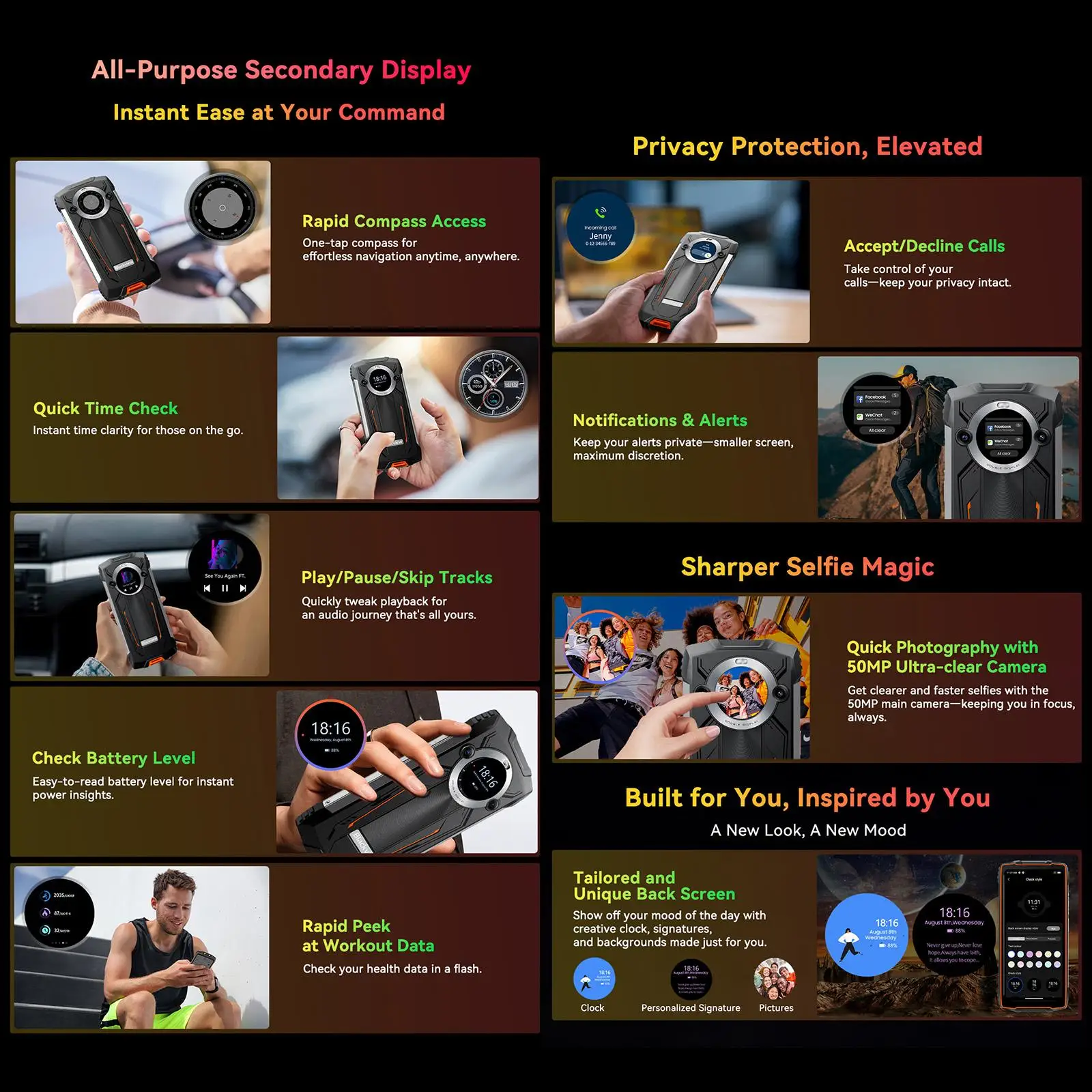 Blackview BV8200 Rugged Phone 12GB+256GB 6.5" 2.4K 120Hz Display Android 14 8800mAh Helio G100 50MP Camera 4G NFC Smartphone