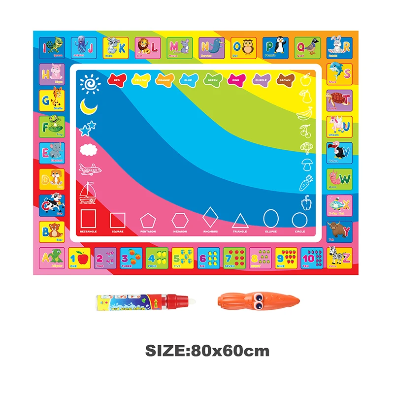 Reuable Water Drawing Mat and Painting Pens Magic Coloring Doodle Board Set Toys Gift for Kids Educational Toys