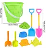 9pcs Children Outdoor Beach Toys Fun Shovel Mold Beach Bucket Set Storage Sand Digging Tool Bucket Children Sandbeach Toys 6