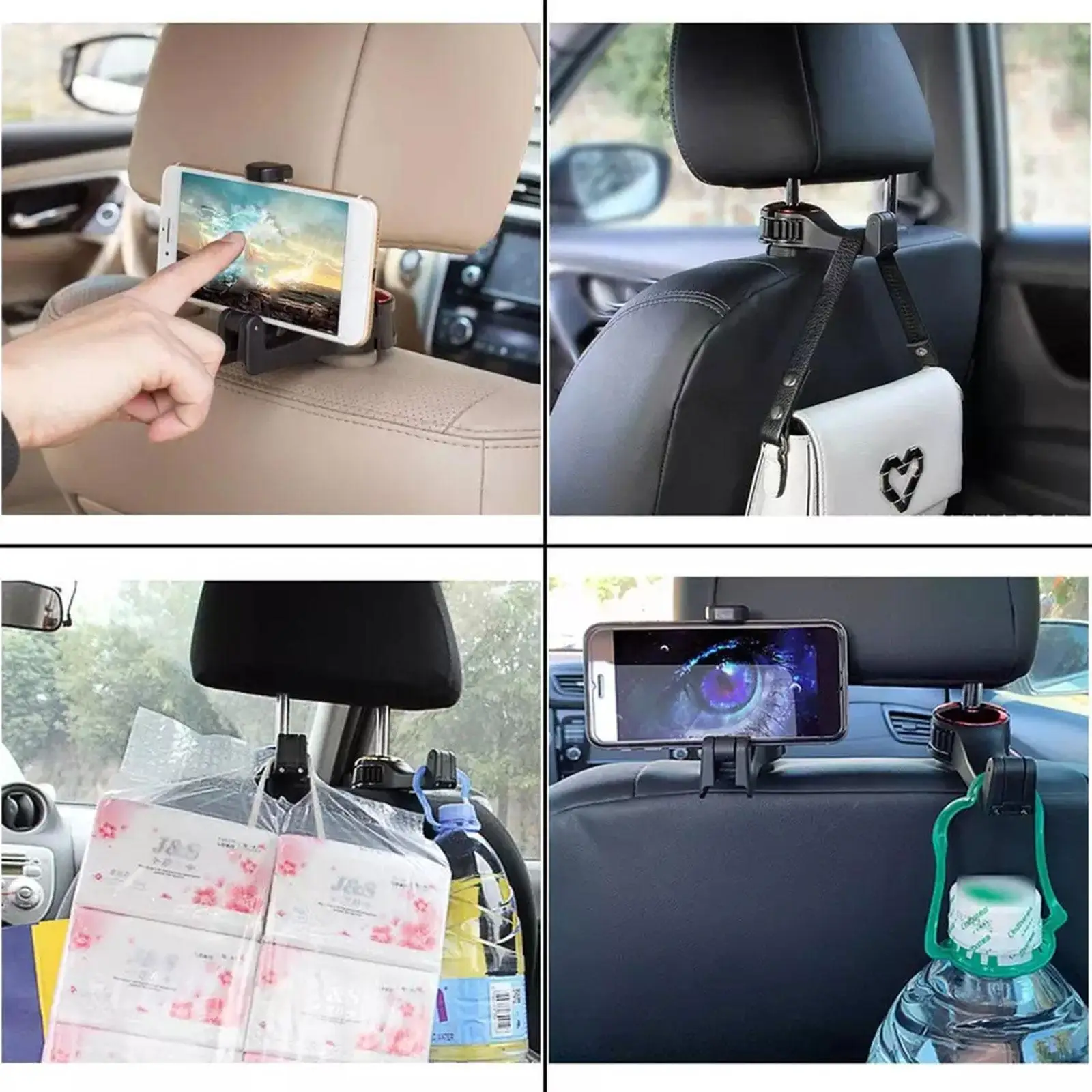 

Car Back Seat Hook Multi-Function Hanging Storage Mobile Holder Rear Bracket Lazy Phone Seat Headrest Phone Bracket B5Z0