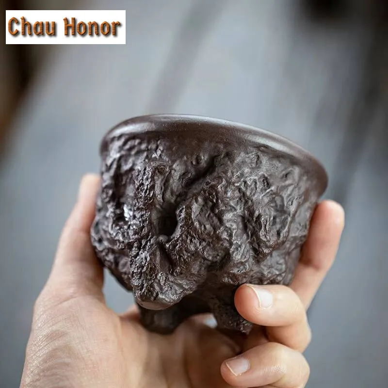 90ml Yixing Purple Clay Three-legged Tasting cup Handmade Household Master Cup kungfu teaset Tea Ceremony Accessories Drinkware