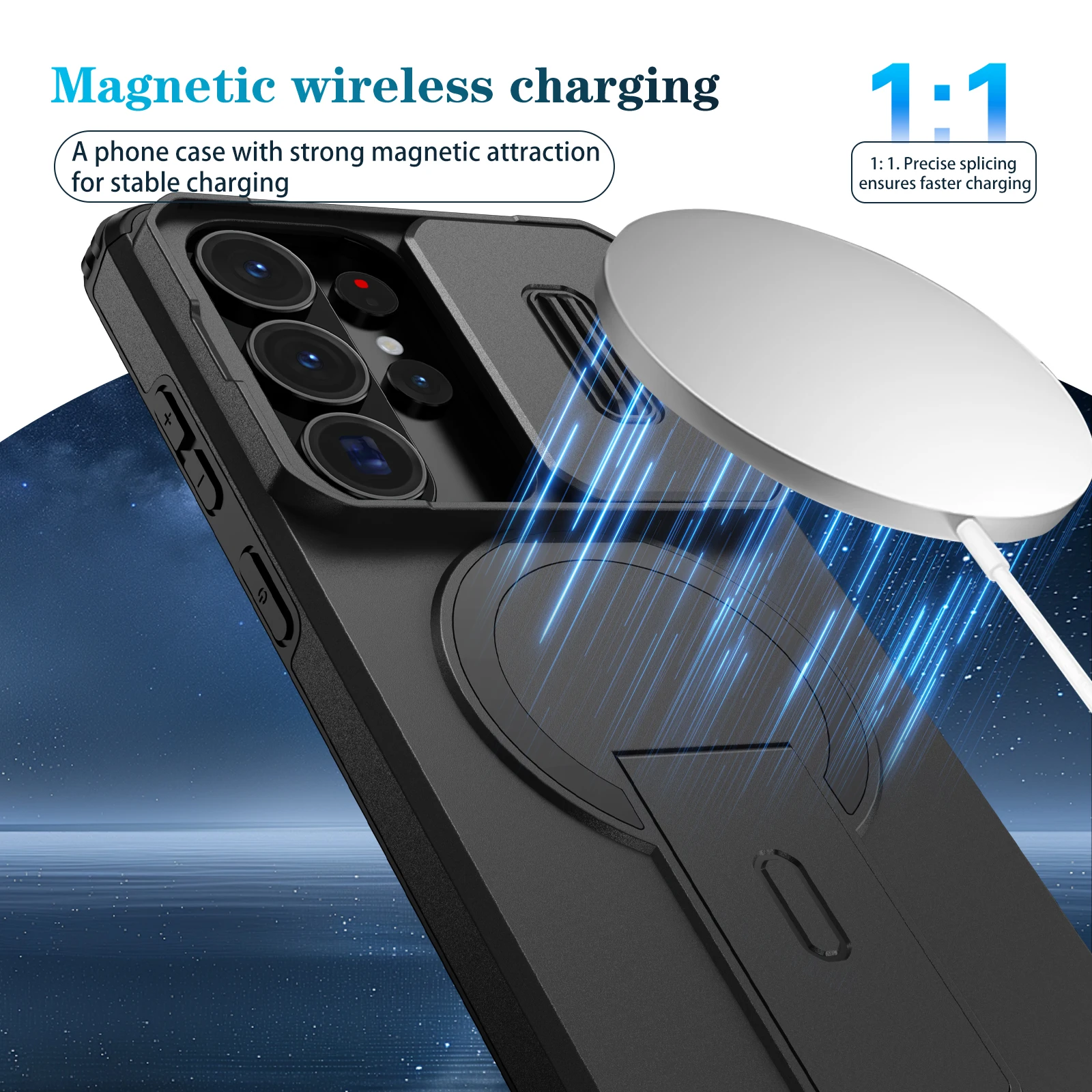 MagSafe Magnetic Shockproof Sliding Camera Case with Kickstand – Heavy Duty Protective Cover