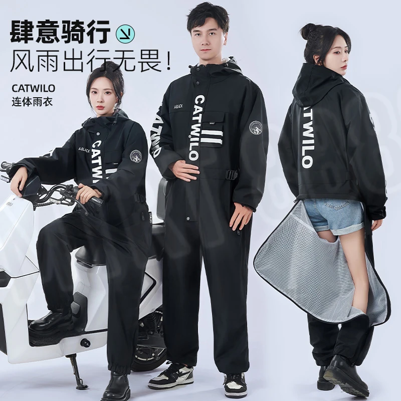 One-piece hooded waterproof motorcycle riding raincoat outdoor dustproof lightweight work clothes rider raincoat for men women