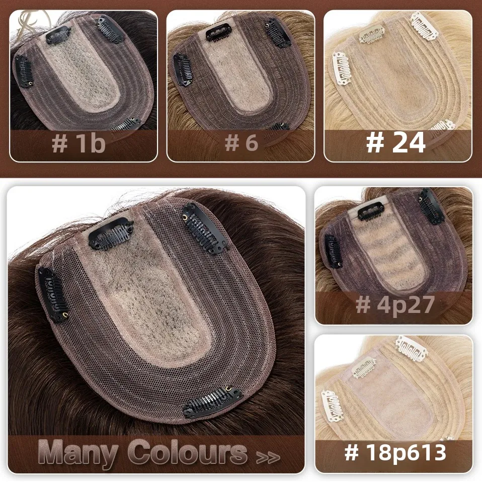 女性用ヨーロピアンヘアトッパー,天然の人間の髪の毛,シルクベース