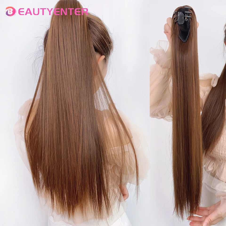 

Synthetic 20inch Claw Clip On Straight Ponytail Hair Extension Ponytail Extension Hair For Women Pony Tail Hair Hairpiece