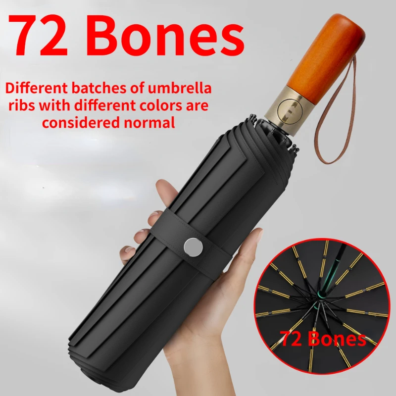 72 Bones Fully Automatic Umbrella for Men's Large Foldable Wooden Handle Umbrella folding umbrella automatic umbrella