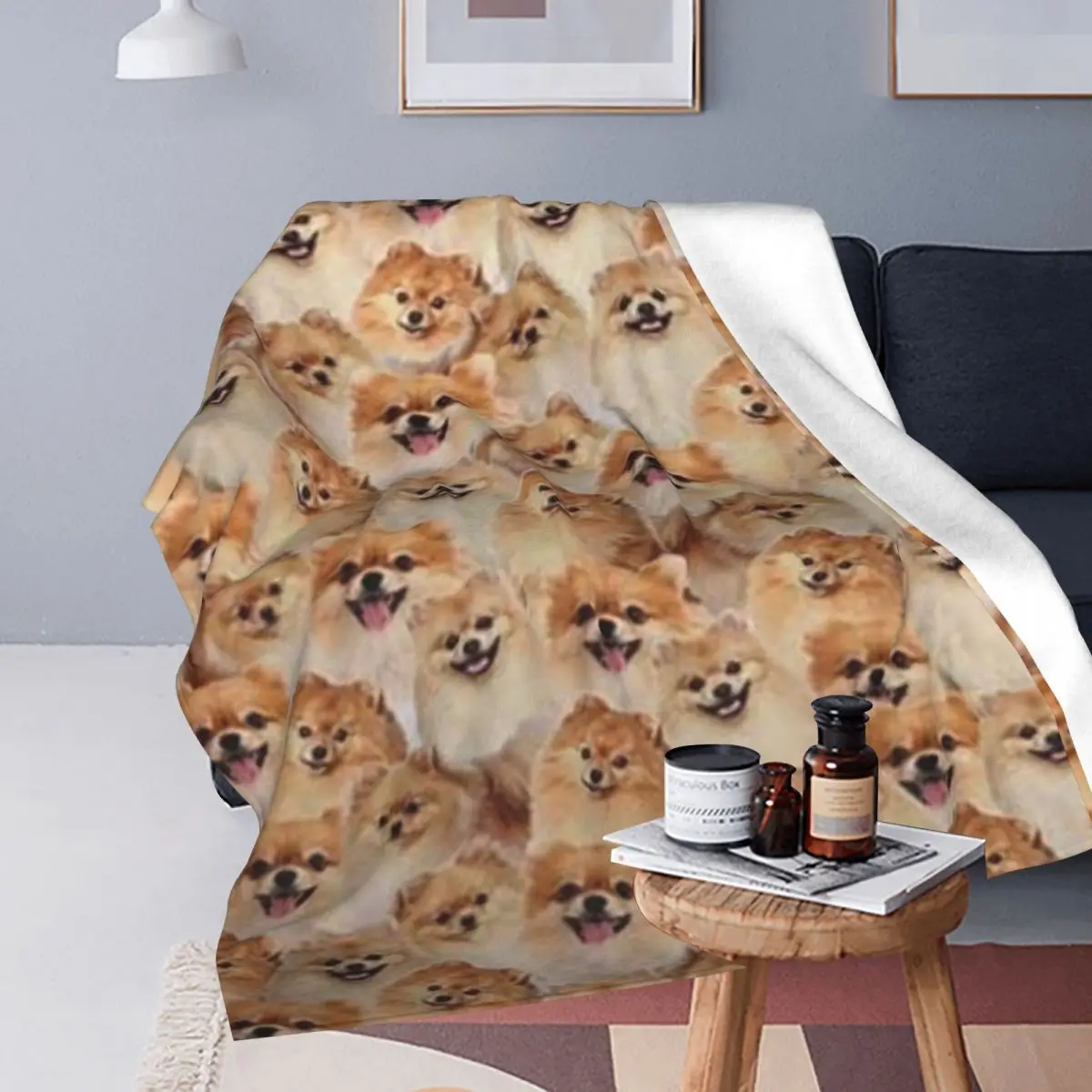 Pomeranian Blanket Pet Dog Picnic Flannel Throw Blanket Soft Durable Bedroom Design Bedspread Birthday Present 4