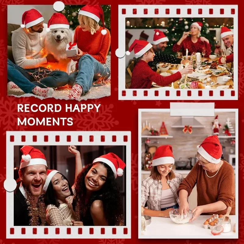 Santa Claus Hats - Red Non-woven Xmas Caps for Adults  Kids Holiday Party Decorations