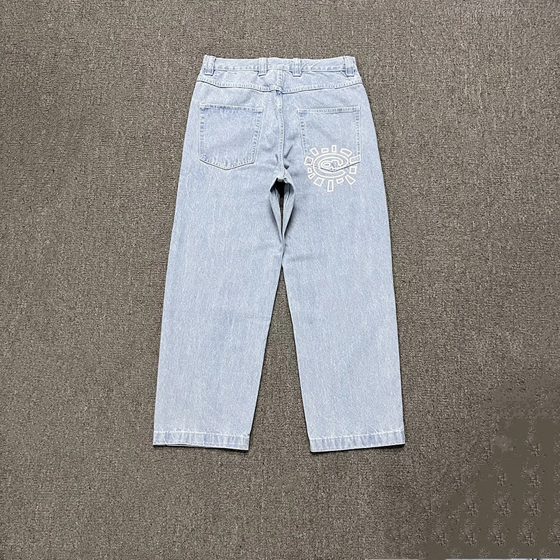 High Street ADWYSD Straight Jeans Sun Roll Street Trend Men Women Casual Always Do What You Should Do Straight Leg Jeans