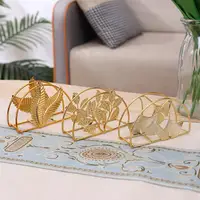 Art Modern Nordic Napkin Holder Golden Iron Tissue Boxes Desktop Serviette Paper Napkin Holder For Cafe Table Restaurant Decor 1
