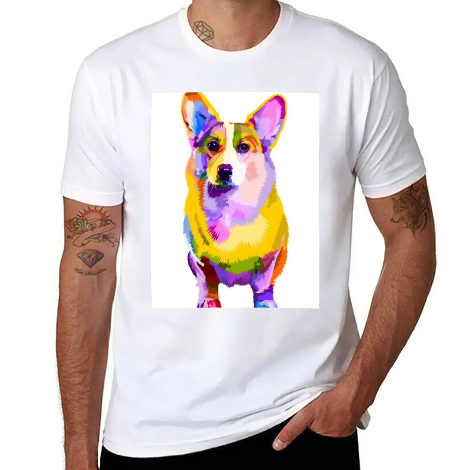 

【ｃｏｌｏｒｆｕｌ　ｃｏｒｇｉ】 T-Shirt tops plus sizes shirts graphic tees funnys t shirts men