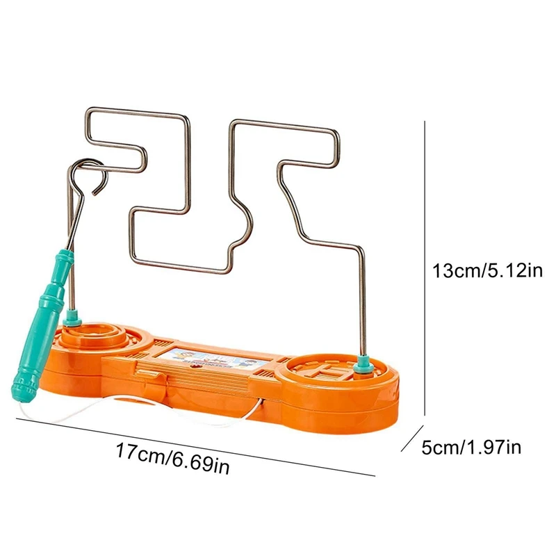 2X Bump Maze Toy Electric Dont Buzz The Wire Game Classic Tabletop Puzzle Game Retro Toys For Family Gathering, Orange 6