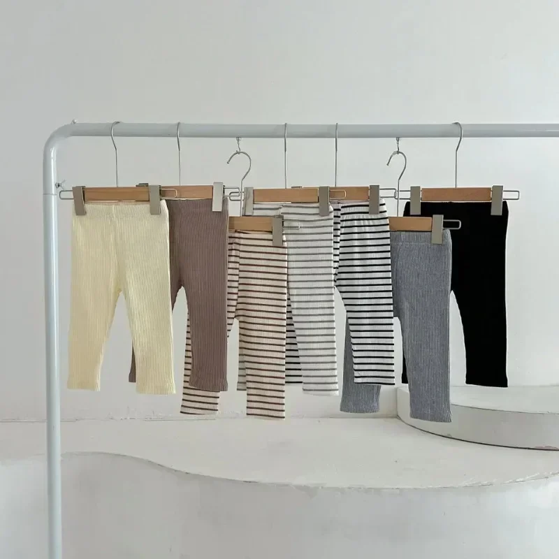 0-3T Baby Pant Girls All-match Striped Skinny Leggings Kids Cotton Elasticity Slim Pants Newborn Boy Stretch Trousers baby trousers,cotton pants,baby leggings