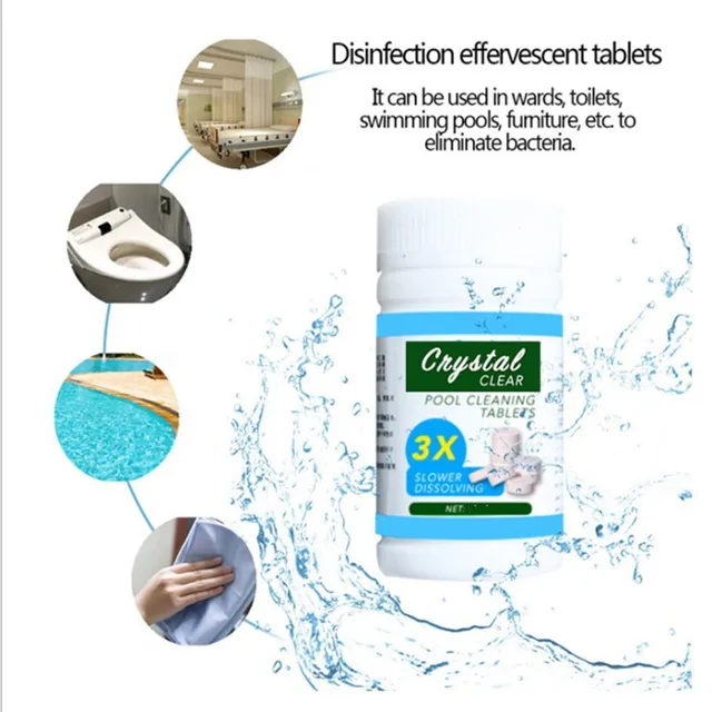 50 Db/Palack Úszómedence Pezsgő Tabletta Multifunkcionális Tisztító Tabletták Sterilizáló Mosószer -Applikátor Tisztítás - Image 3