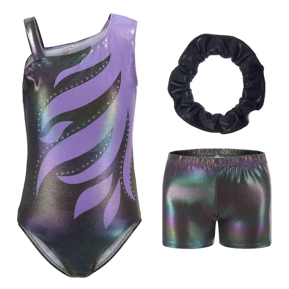 Girls Dance Leotards Children Gymnastics Leotards Sleeveless Bodysuit Kids Ballerina Training Wear Jumpsuit Shorts Headband Sets children dance leotards,gymnastics dancewear sets