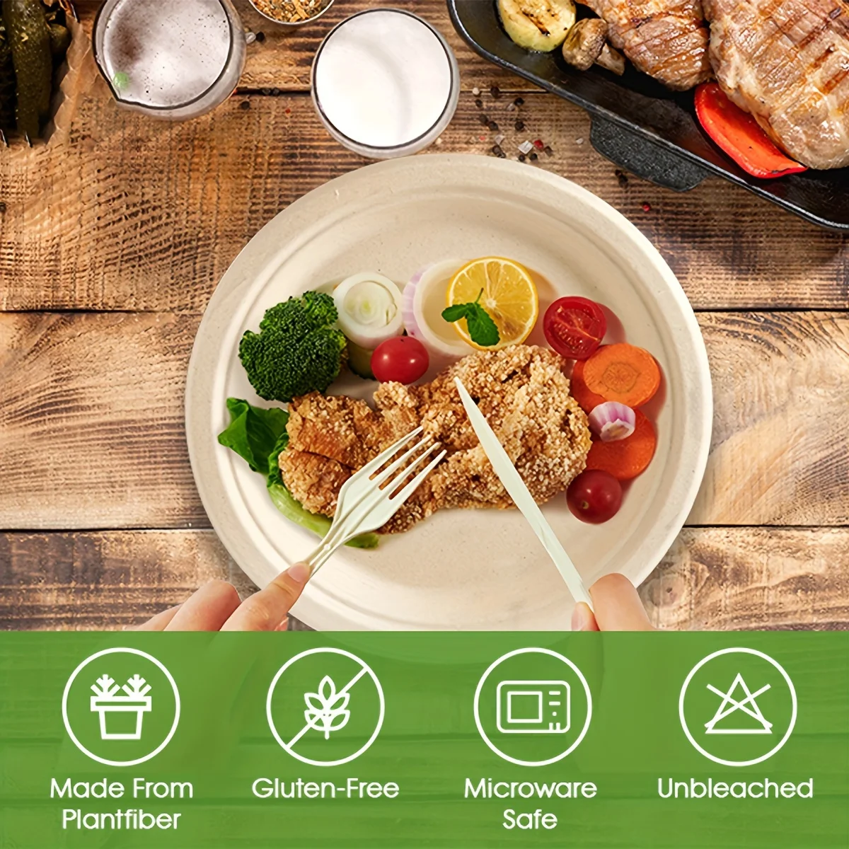 50pcs 6 Inch Thickened Disposable Paper Plates - Leak-Resistant, and Convenient Food Containers for Snacks, Restaurant Events