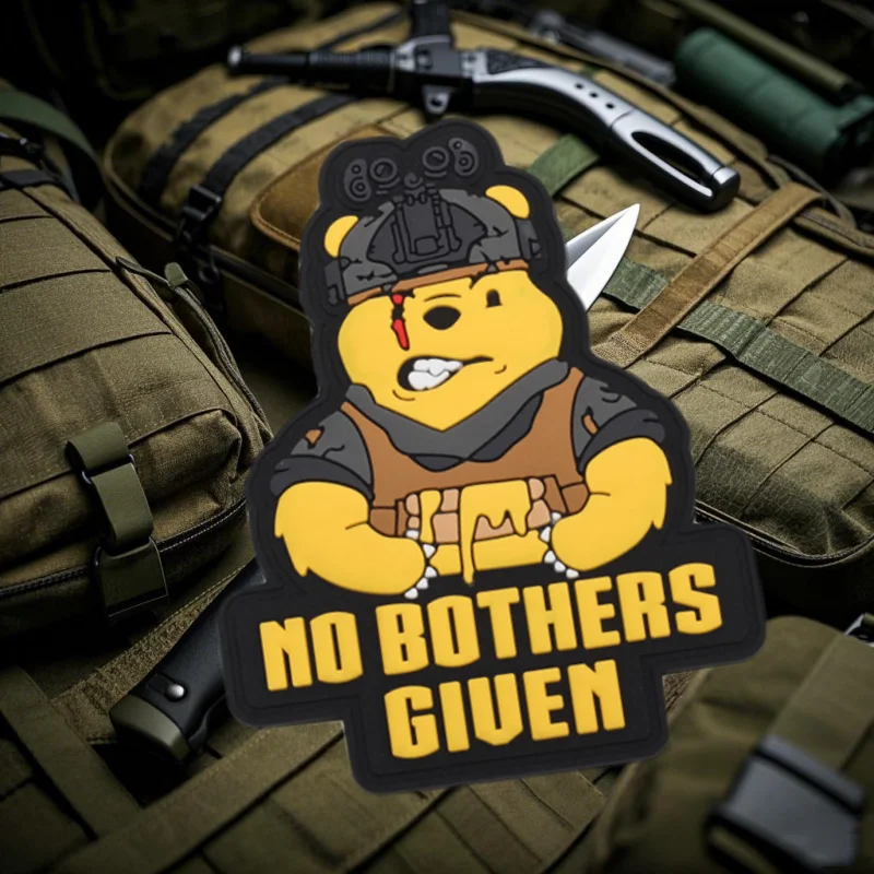 NO BOTHERS GIUEN PVC Moral Badge Patch Taktische Nachtsicht Bär Armband Militär Haken und Schleife Kleidung Rucksack Aufkleber
