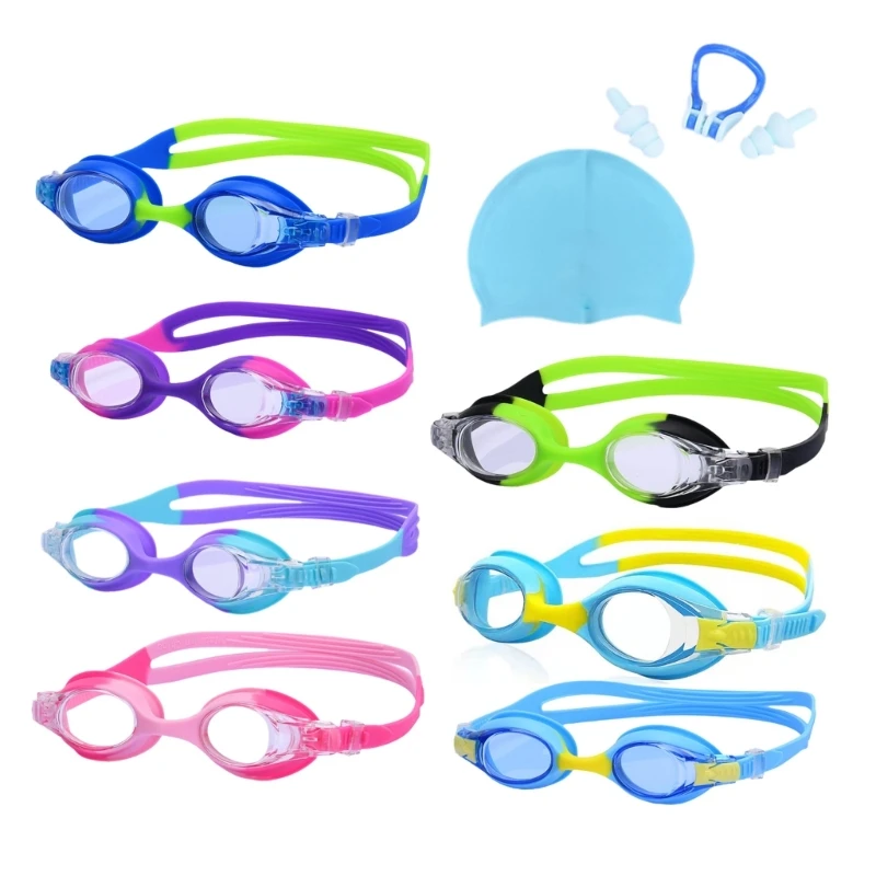 

Swimming Goggles Set for Kid Leak Proof Swim Goggles Waterproof Swimming Glasses with Swimming Hat Earplugs A2UF