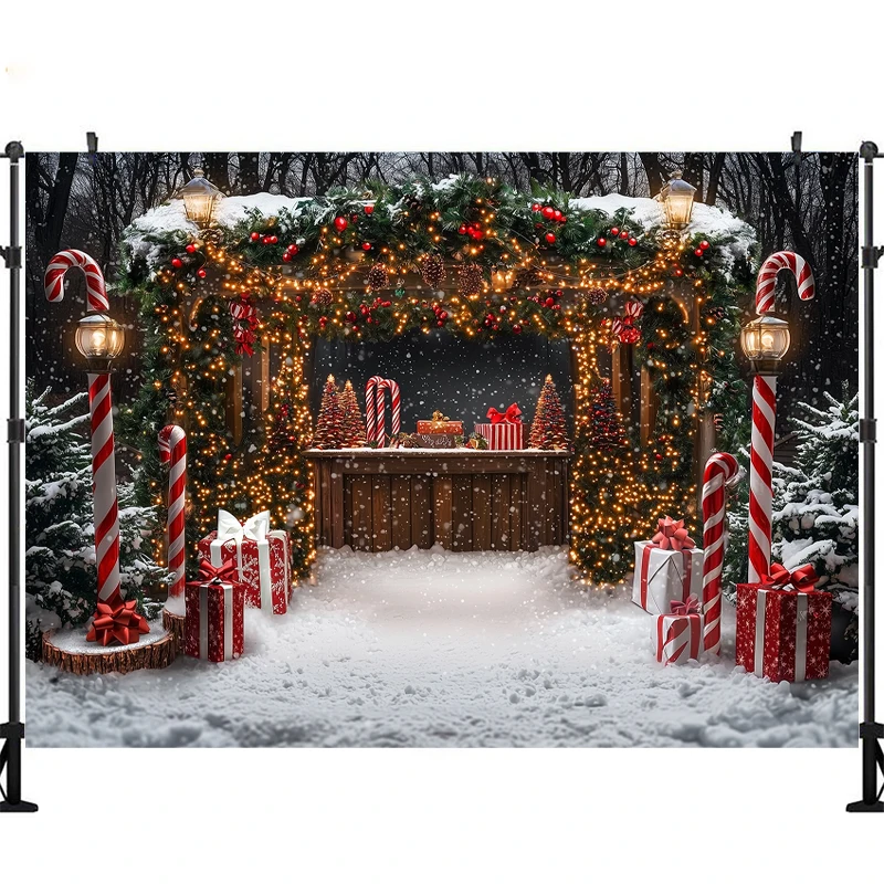 사진 촬영을위한 LS 뜨거운 코코아 바 배경 캔디 지팡이 크리스마스 배경 겨울 초콜릿 Photoshoot Kids Baby Photo Props