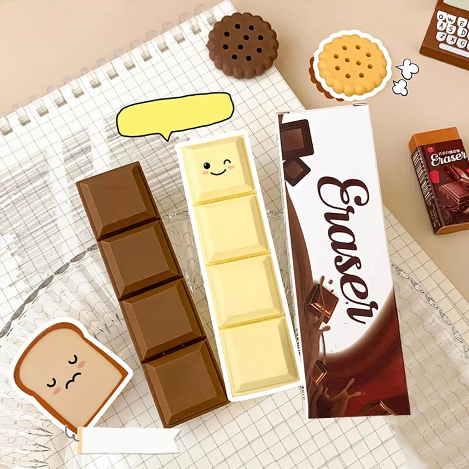 Multi Layer Tearable Eraser Chocolate Cookies Rubber Eraser for Pencils Creative Stationery Office School Student Supplies F642 4