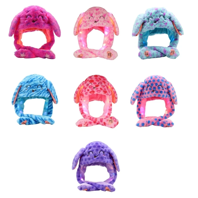 Luminous Plush Jumping Rabbit Ears Hat - Fun LED Cap