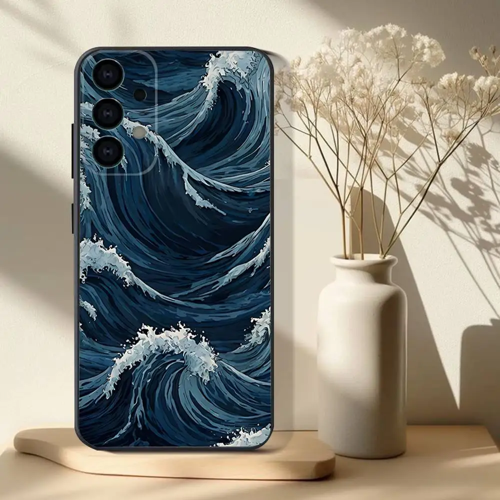 Elegant Ukiyo-e Ocean Waves Art Phone Case - Soft, Skin-Friendly TPU Design